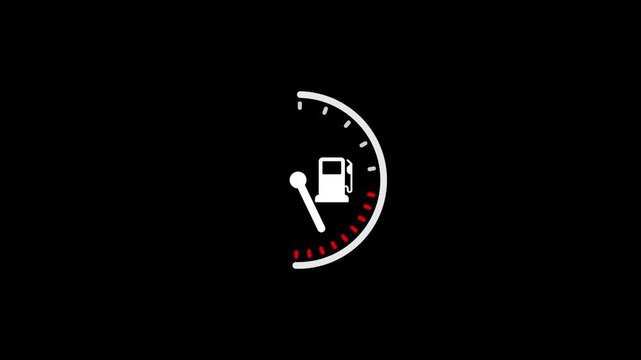 Animated fuel gauge showing empty to full tank levels, minimalist gas station indicator for automotive apps and energy efficiency concepts