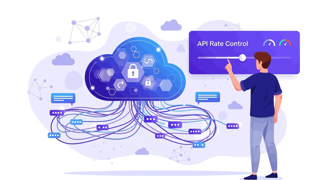 Cloud API Rate Control Security Management Dashboard Abstract Illustration