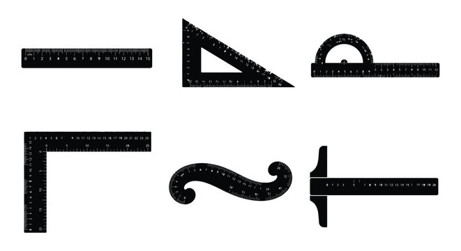 Rulers And Measuring Tools Black Vector Illustration On White Background