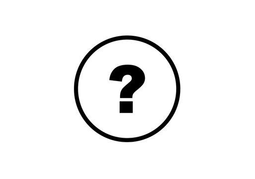 Question mark icon black inside circle for help support transparent background