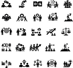 Obraz premium Business And Legal Flat Icons On White Background