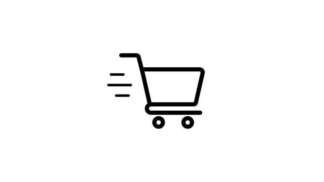 Shopping Cart Line icon animation. Illustration of hand truck trolley for goods transportation, delivery service icon isolated on white background.
