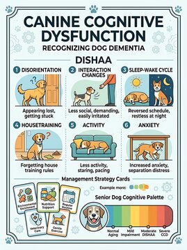 Educational infographic about canine cognitive dysfunction symptoms