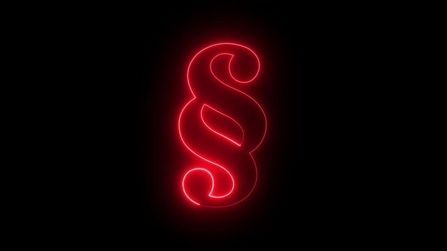 glowing neon Paragraph symbols icon isolated on black background. section pilcrow marks, representing paragraph formatting, editorial layout, publishing, and document organization tools. 4k video.