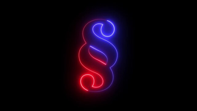 glowing neon Paragraph symbols icon isolated on black background. section pilcrow marks, representing paragraph formatting, editorial layout, publishing, and document organization tools. 4k video.
