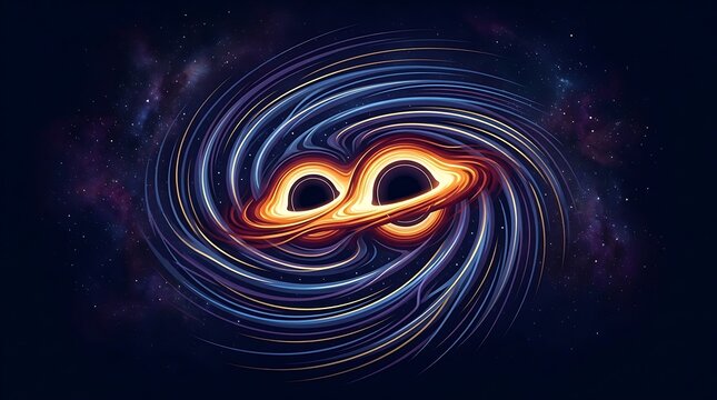 Binary black holes merging in a deep space cosmic swirl