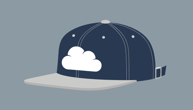 Blue snapback baseball cap with a grey visor and a clean white cloud graphic logo on a blue background.