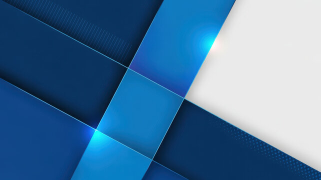 Abstract background with overlapping blue geometric shapes and soft lighting effects.