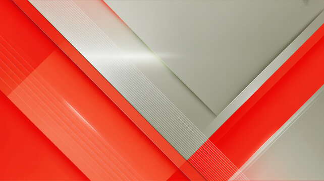 Abstract background with diagonal red and grey geometric shapes and light flares.