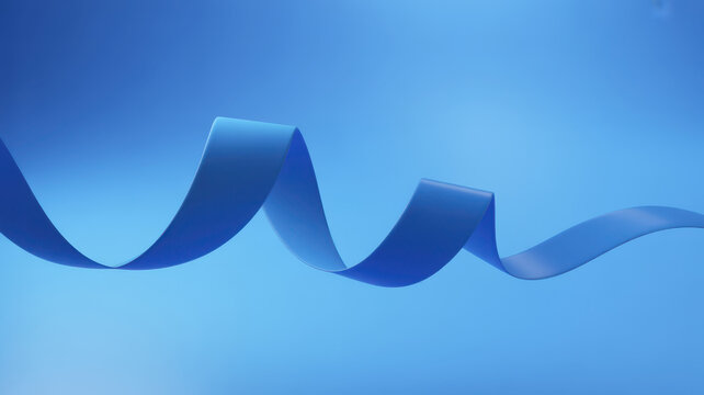 A single flowing blue ribbon isolated against a matching blue background.