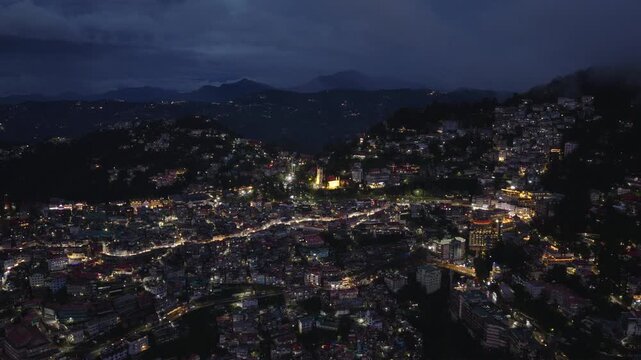 Aerial Night View of Christ Church and The Ridge Shimla Himachal Pradesh India