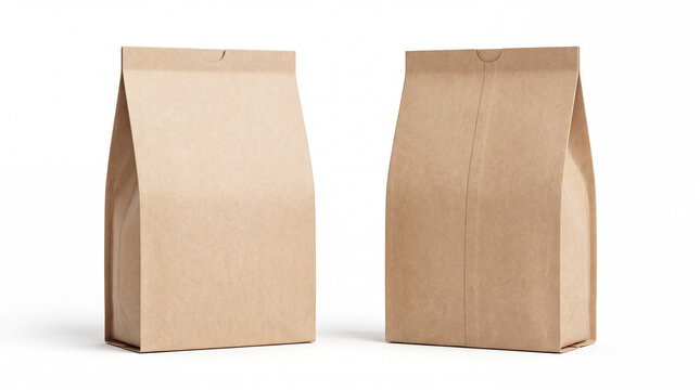 Bolsa kraft en blanco mostrada de frente y reverso