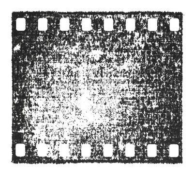 Grunge Film Strip Stamp PNG Overlay with Distressed Ink Texture