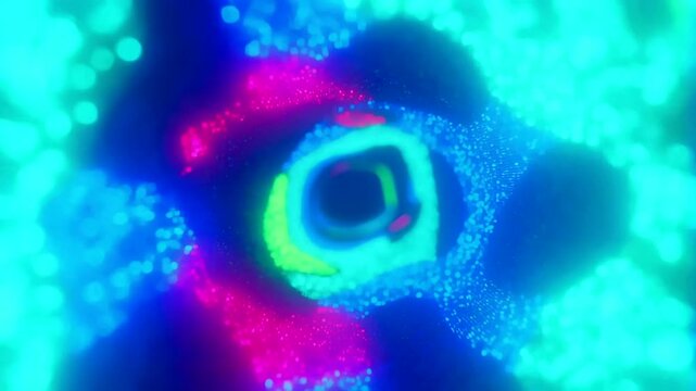 Abstract Bokeh Rainbow Colors Deep Bokeh Texture Glowing Neon Light Rings Abstract Bokeh Rainbow Colors Deep Texture Vibrant Digital Art Background in Dark Space