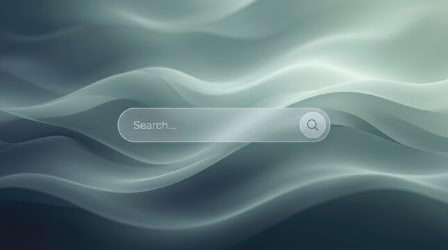 Abstract search bar interface with fluid wave background for website or app design