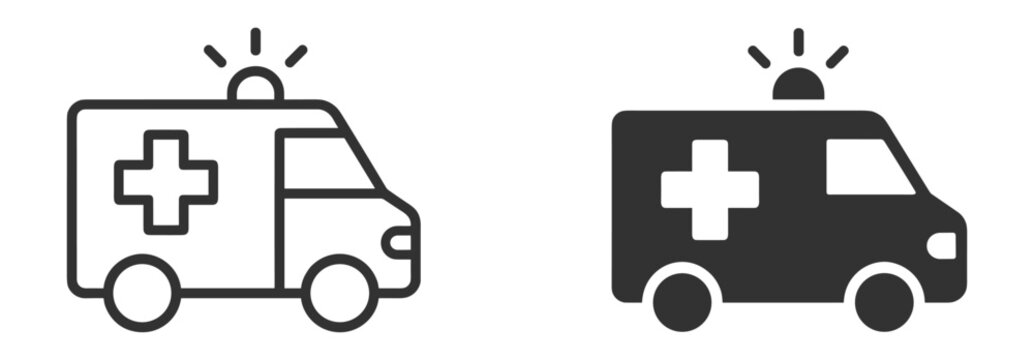 Medical ambulance emergency transport outline icon on transparent background