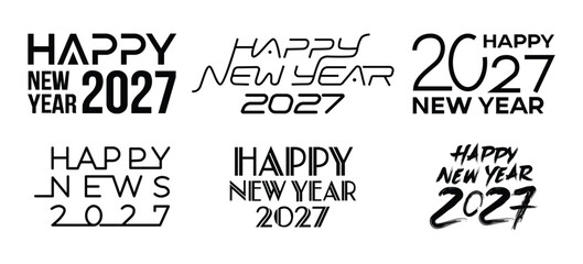 Happy new year 2027 minimal vector typography collection set with modern geometric style. © MD kibriya Ahamed 