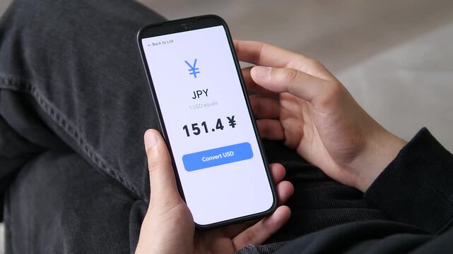 User viewing the JPY exchange rate at 151.4 against the USD. The large number highlights the currency's current strength. Ideal for forex trading, Asian market analysis, and global currency tracking