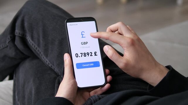 User scrolling through a broad USD rate list before tapping into the detailed GBP view. A seamless transition from macro to micro data. Ideal for financial apps, data navigation, and structured UI