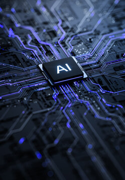 Artificial Intelligence Processor Chip on Circuit Board