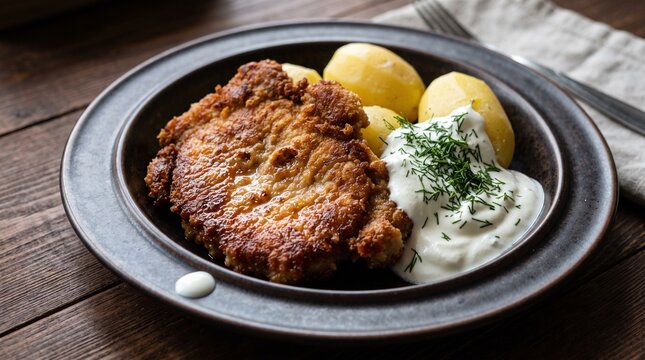 Classic Latvian Karbonade Pork Schnitzel with Potatoes