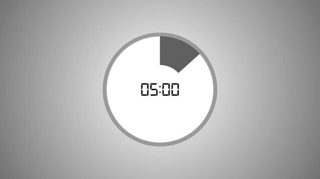 Clean digital timer progress central clock readout, circular scale, gray studio background. countdown animations, productivity , fitness intervals, cooking timers, launch reminders, event overlays.