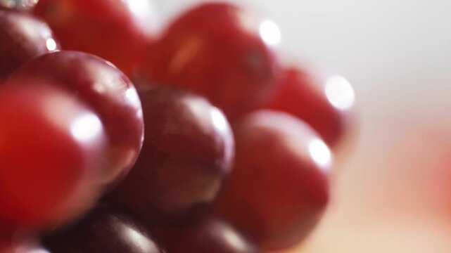 Red grape, spanish supermarket food, Close-up green grape cluster on vine in the vineyard. Stock Photo