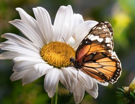 buterfly in the flying white folwer