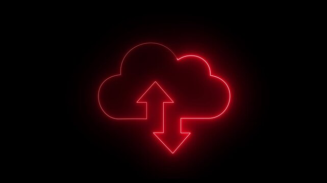 Upload icon red color symbol vector image for element design graphic .on black background. 4k video