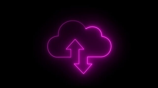 Upload icon pink color symbol vector image for element design graphic .on black background. 4k video