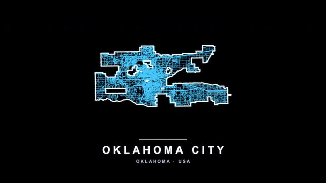 Oklahoma City Line Map Self Drawing Animated Overlay, Alpha 4K