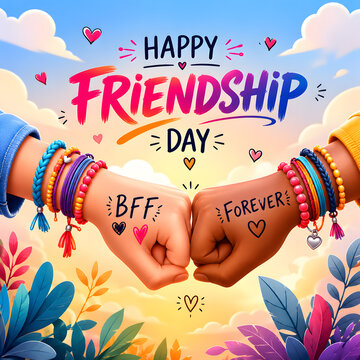 Happy Friendship Day with Best Friend Forever Bracelets | Friendship Promise and Unity Concept