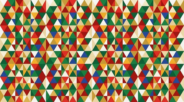 Colorful geometric triangle mosaic pattern in red and green