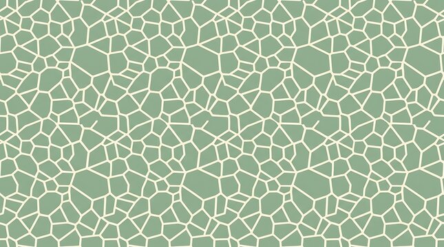 Seamless abstract geometric cell pattern in sage green and cream