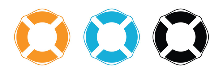 Life preserver icon with lifebuoy rescue ring and maritime safety symbols © CINCIN
