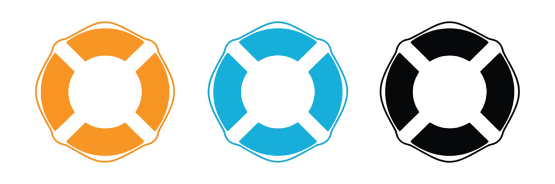 Life preserver icon with lifebuoy rescue ring and maritime safety symbols
