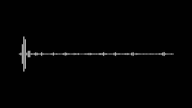 Audio spectrum wave effect, waveform beats, sound wave audio wave from isolated on black background. Visualization sound graphic element. Abstract wave motion equalizer. 4k animation video