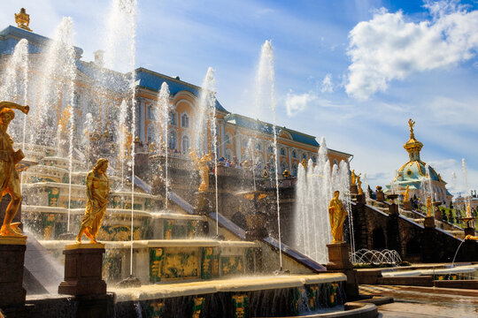 Grand Cascade Fountain at Peterhof Royal Palace in Saint Petersburg, Russia