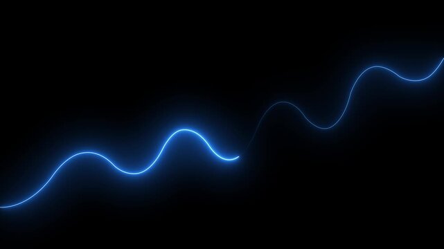 Abstract neon line waves animation. neon wave line royal cyan color animation. neon wave line royal cyan color animation. 4K motion video.