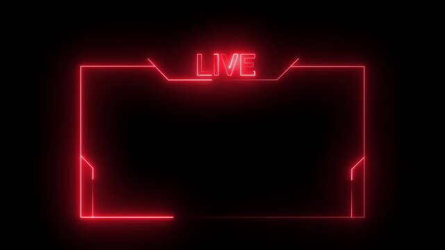 live streaming neon text frame animation box frame neon frame live streaming game live Stream overlay animation for live streaming video Titles futuristic hud frame with facecam. 4k motion video.