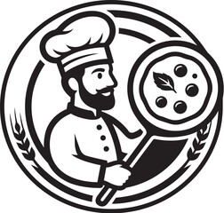 the chef is baking pizza