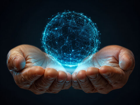 Digital Globe in Hands Symbolizing Global Connectivity