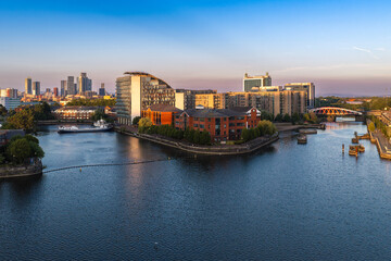 Fototapeta premium blue hour over Manchester Ship Canal