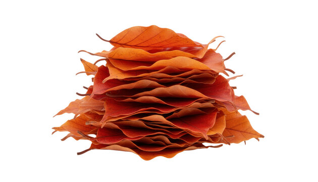 Abstract orange fabric folds on white background, layered textile waves, minimalist studio still life texture for design