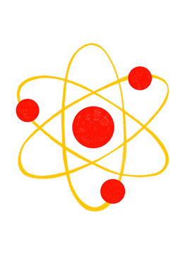 atom icon colored pencil style illustration