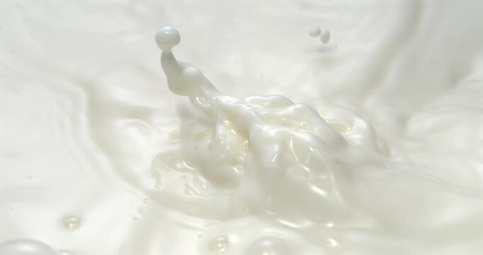 Milk texture with natural bubbles abstract dairy background super slow motion 1000 fps