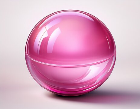 shiny pink glass orb on white background 3d