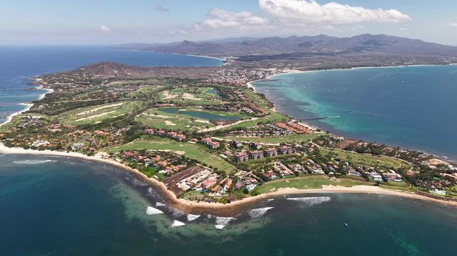Aerial view of Punta de Mita peninsula and Pacific Ocean coastline