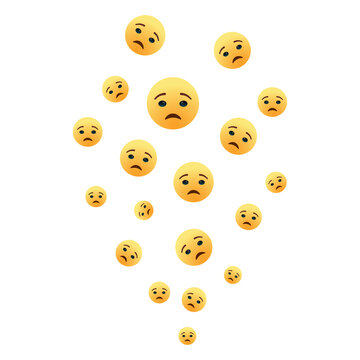 Haha Emoji Stream. Floating yellow laughing face emoticons, social media live stream reactions