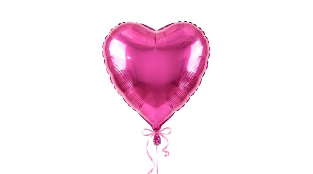 Pink heartshaped foil balloon isolated on transparent background